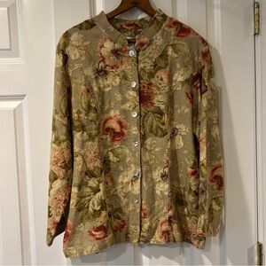 Coldwater Creek Floral Linen Shirt Jacket, XL
